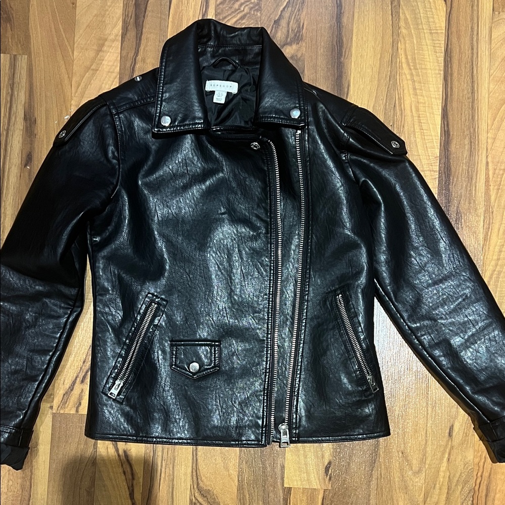 Topshop Black Leather Biker Jacket